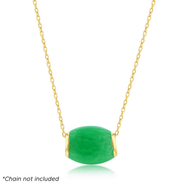 14K Yellow Gold, Jade Oval Bead Slide Pendant