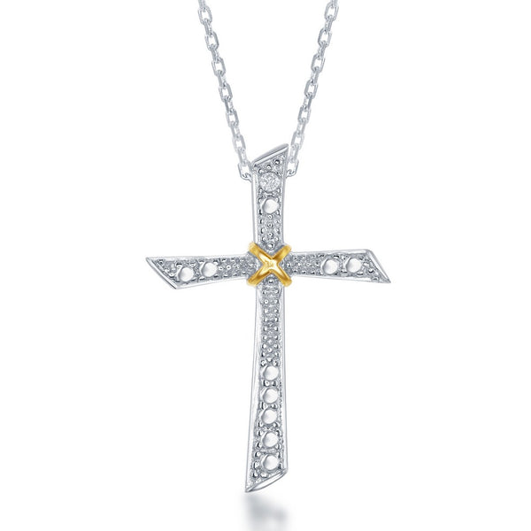 Sterling Silver Diamond Accent Cross Pendant w/ Chain